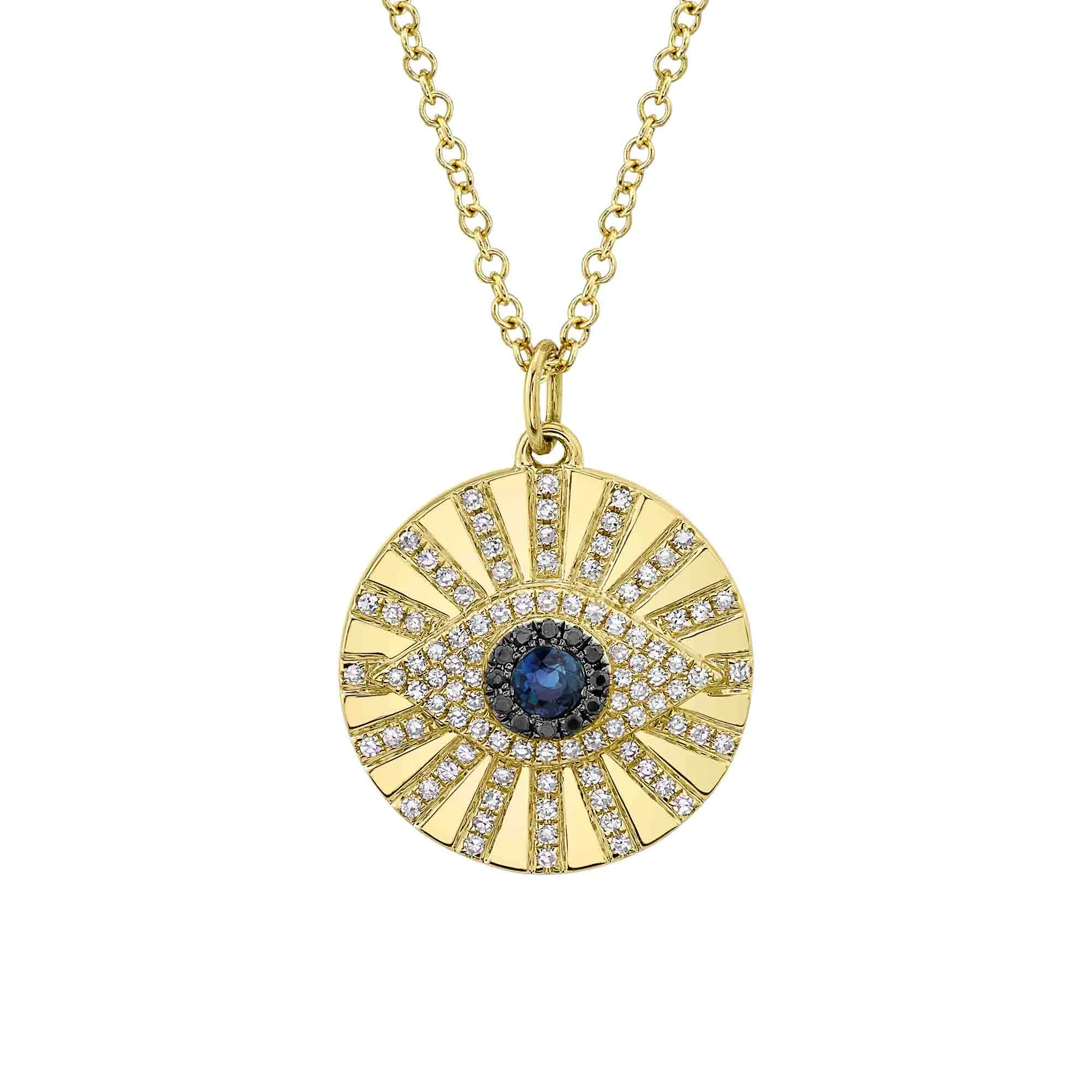 0.23CT BLACK & WHITE DIAMOND & 0.15CT BLUE SAPPHIRE EYE NECKLACE