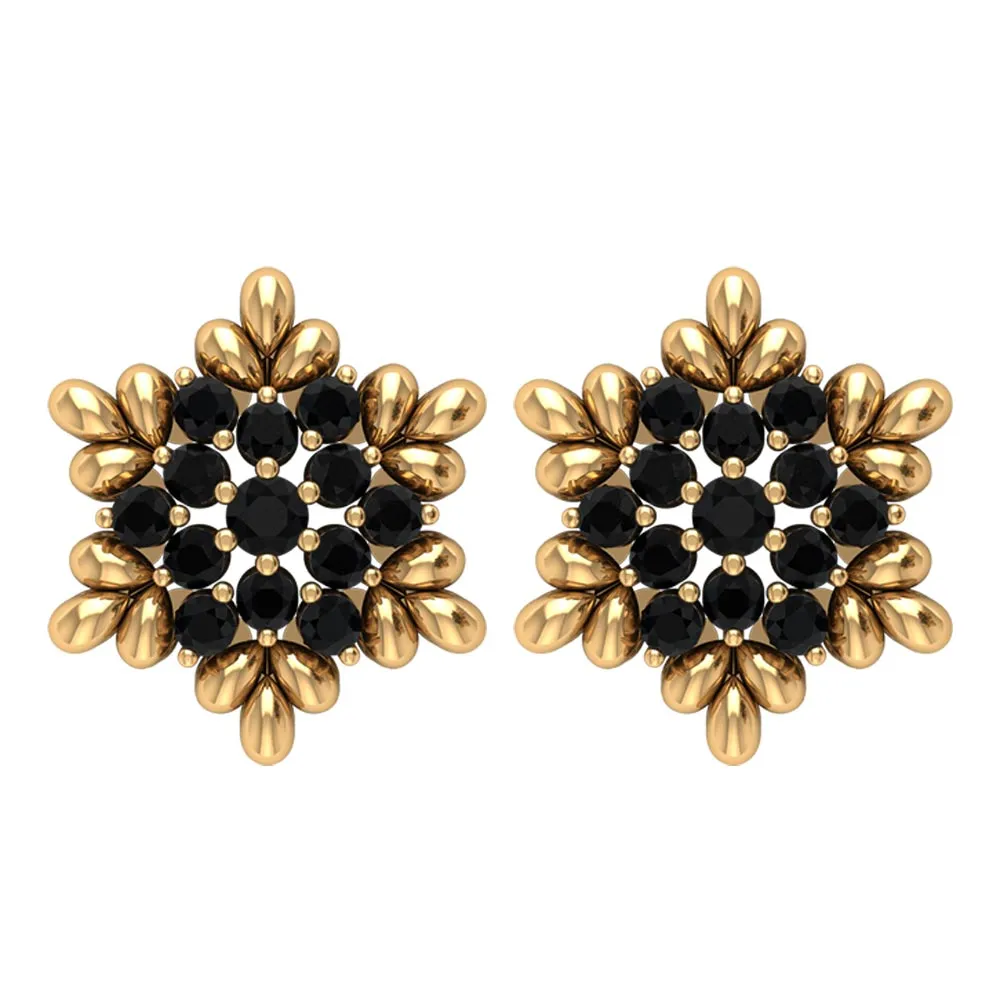1/2 CT Adorable Black Onyx Floral Cluster Stud Earrings for Women