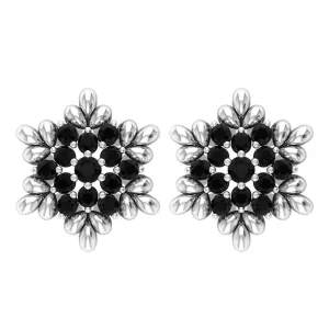 1/2 CT Adorable Black Onyx Floral Cluster Stud Earrings for Women