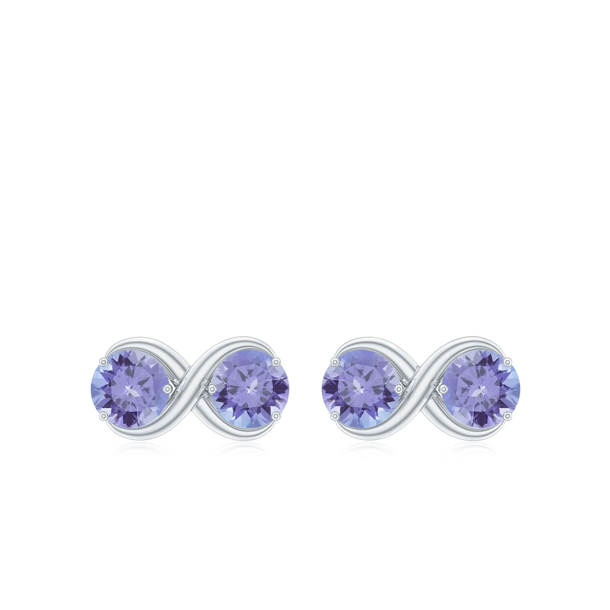 1.25 CT Simple Tanzanite Two Stone Infinity Stud Earrings
