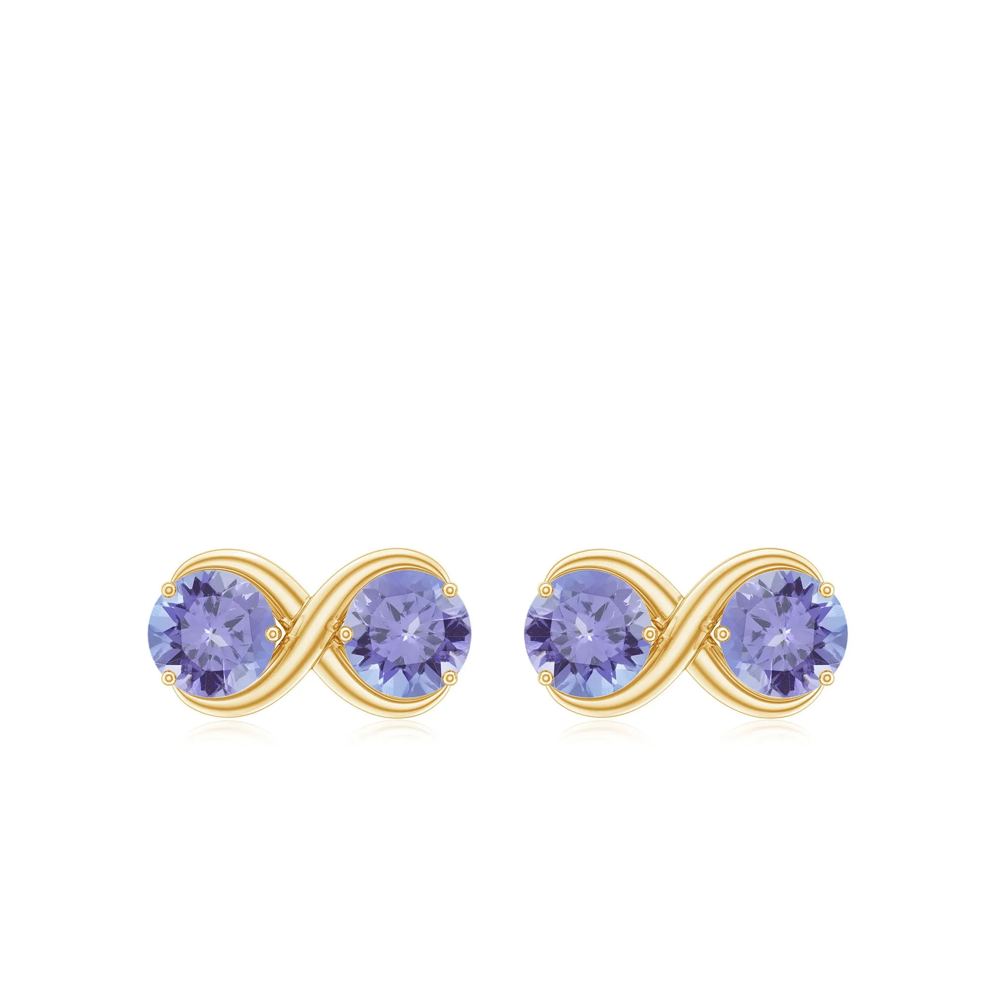 1.25 CT Simple Tanzanite Two Stone Infinity Stud Earrings