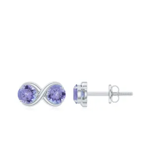 1.25 CT Simple Tanzanite Two Stone Infinity Stud Earrings