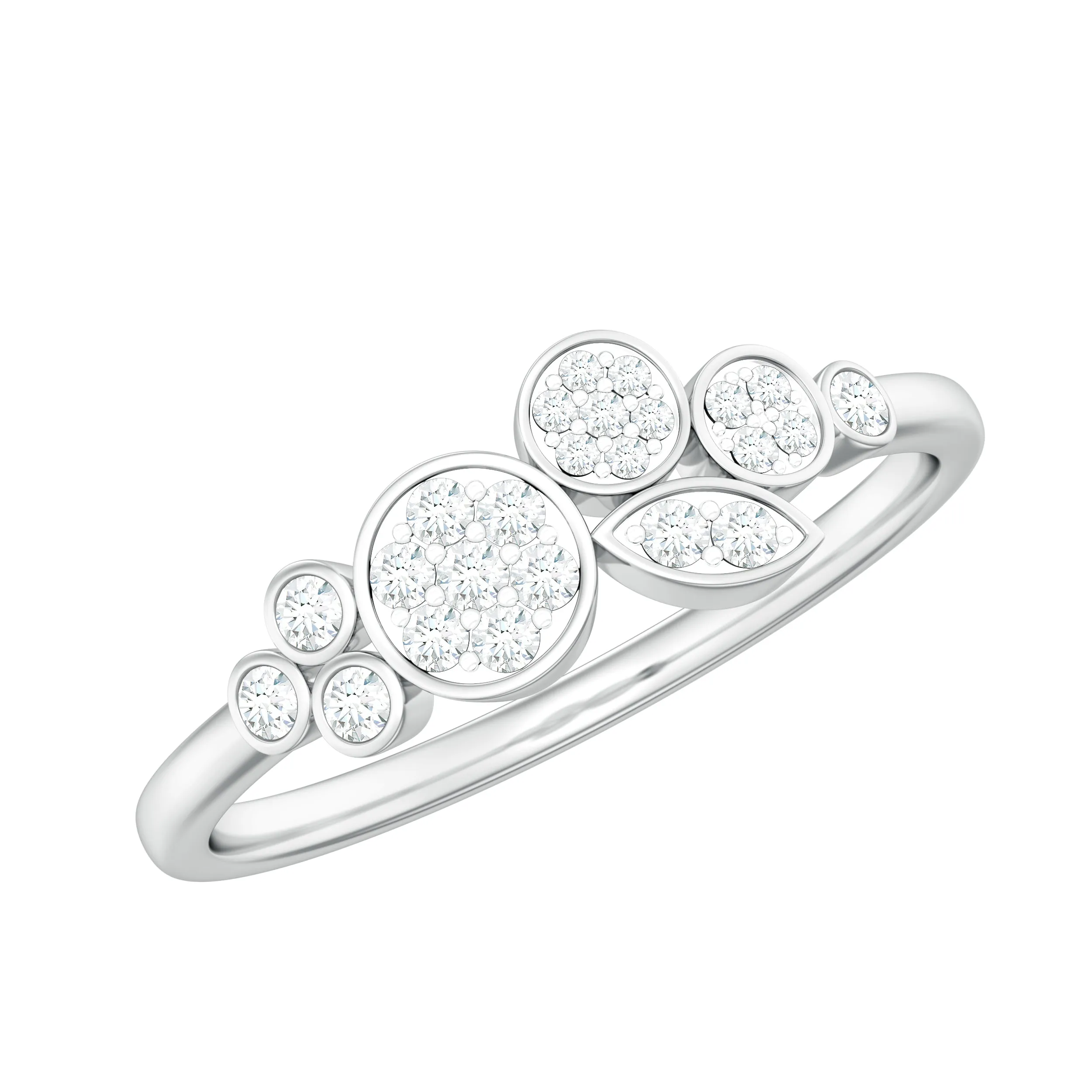 1/4 CT Illusion Set Round Diamond Cluster Engagement Ring