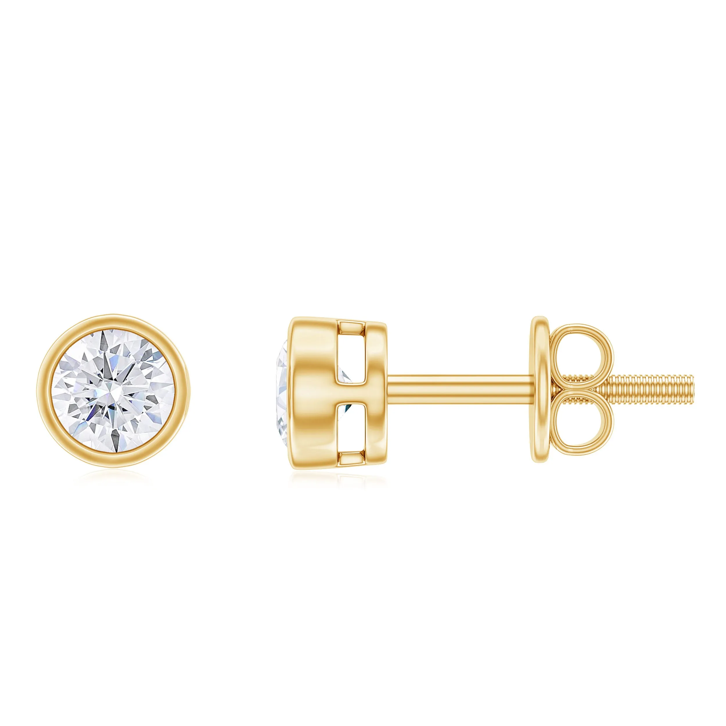 1/4 CT Solitaire Stud Earrings with Bezel Set Moissanite
