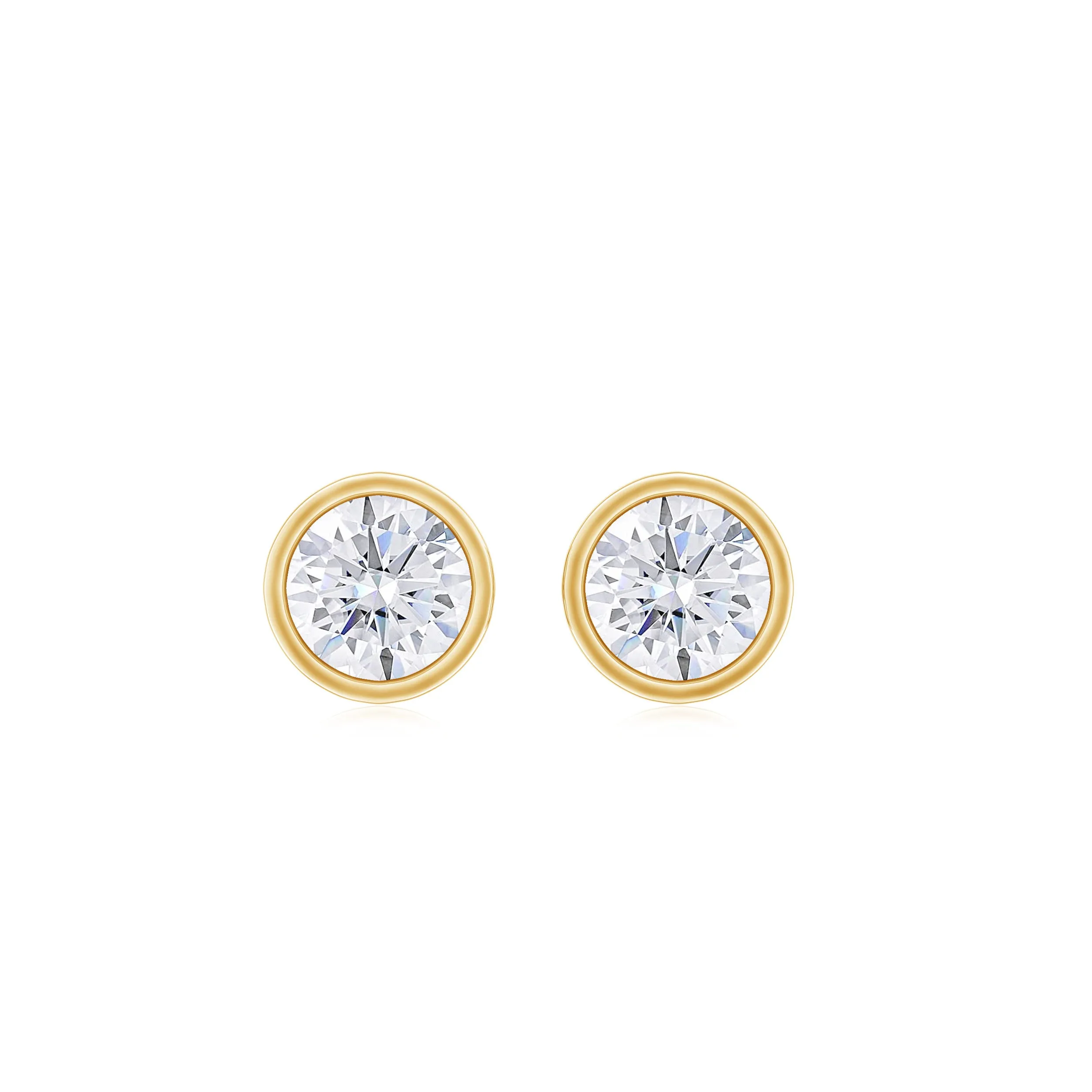1/4 CT Solitaire Stud Earrings with Bezel Set Moissanite