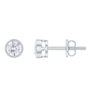 1/4 CT Solitaire Stud Earrings with Bezel Set Moissanite