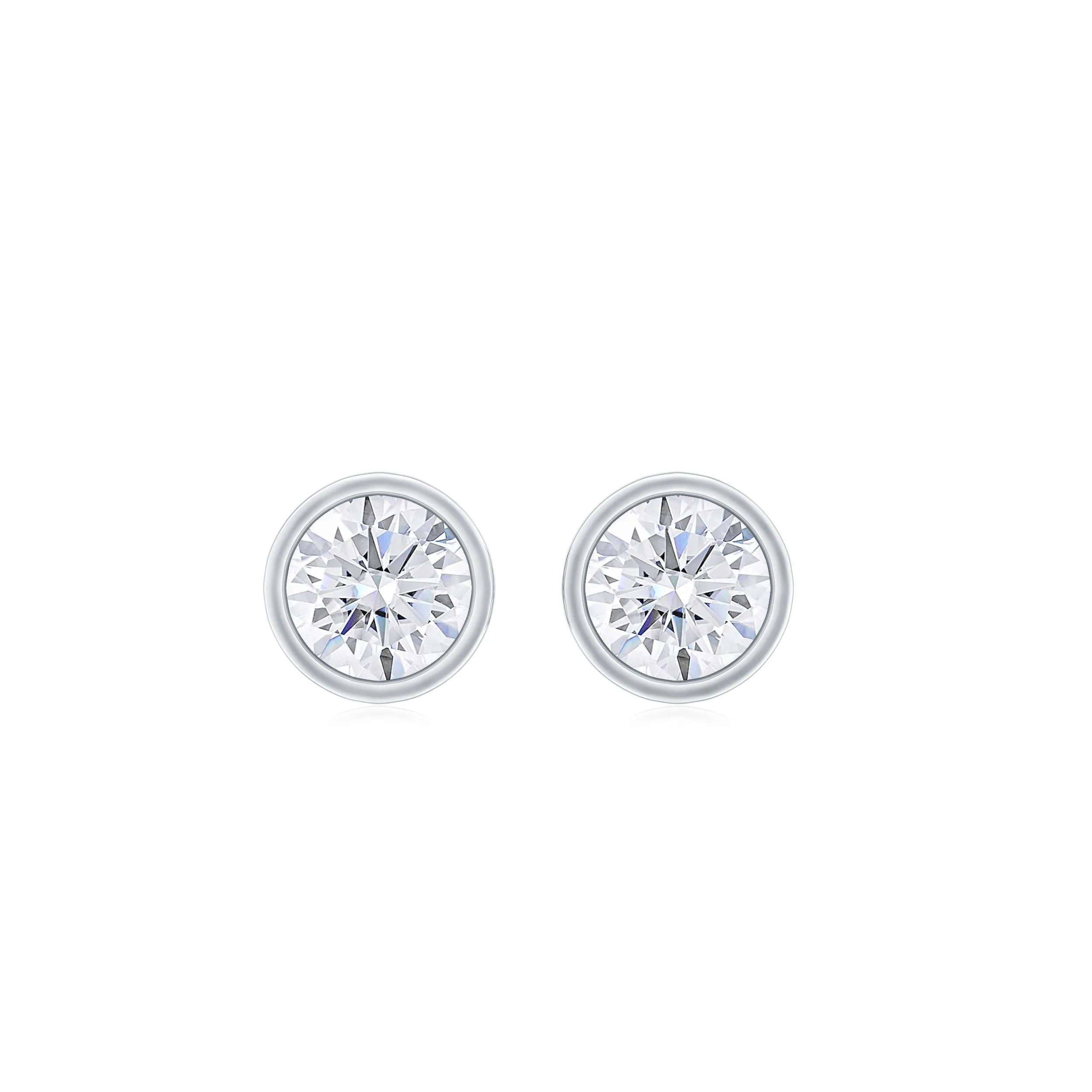 1/4 CT Solitaire Stud Earrings with Bezel Set Moissanite