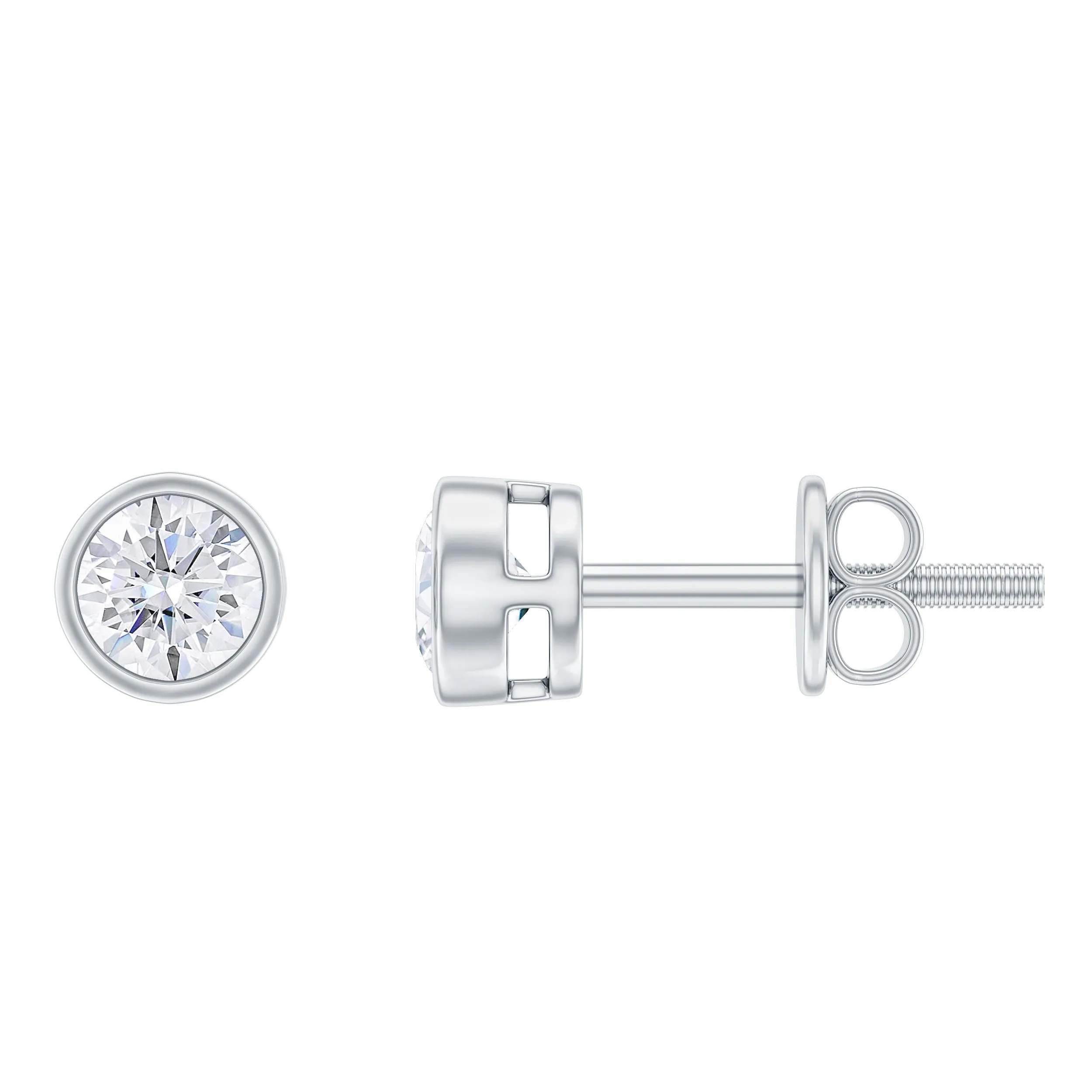 1/4 CT Solitaire Stud Earrings with Bezel Set Moissanite