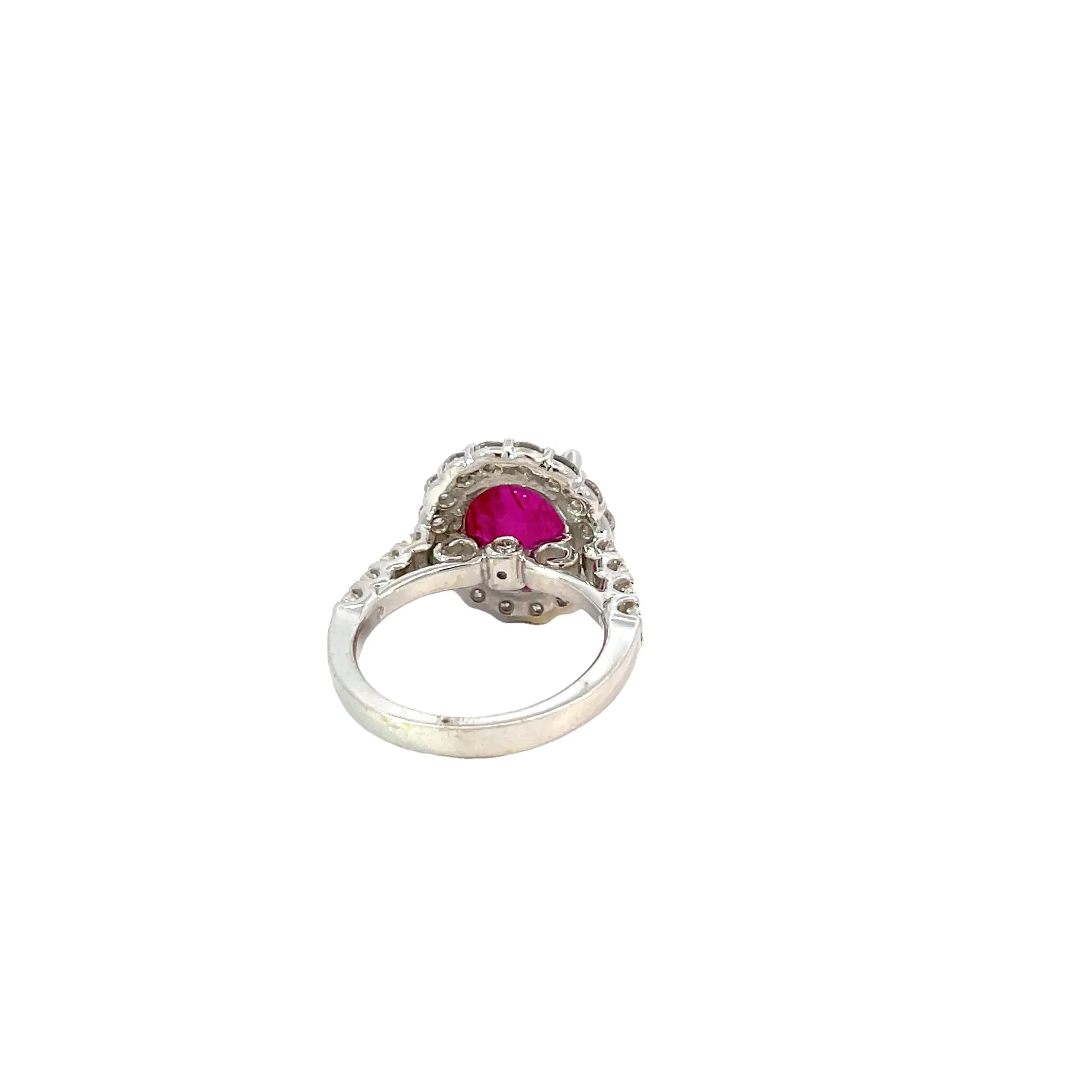 14 Karat White Gold  Halo Ruby Ring