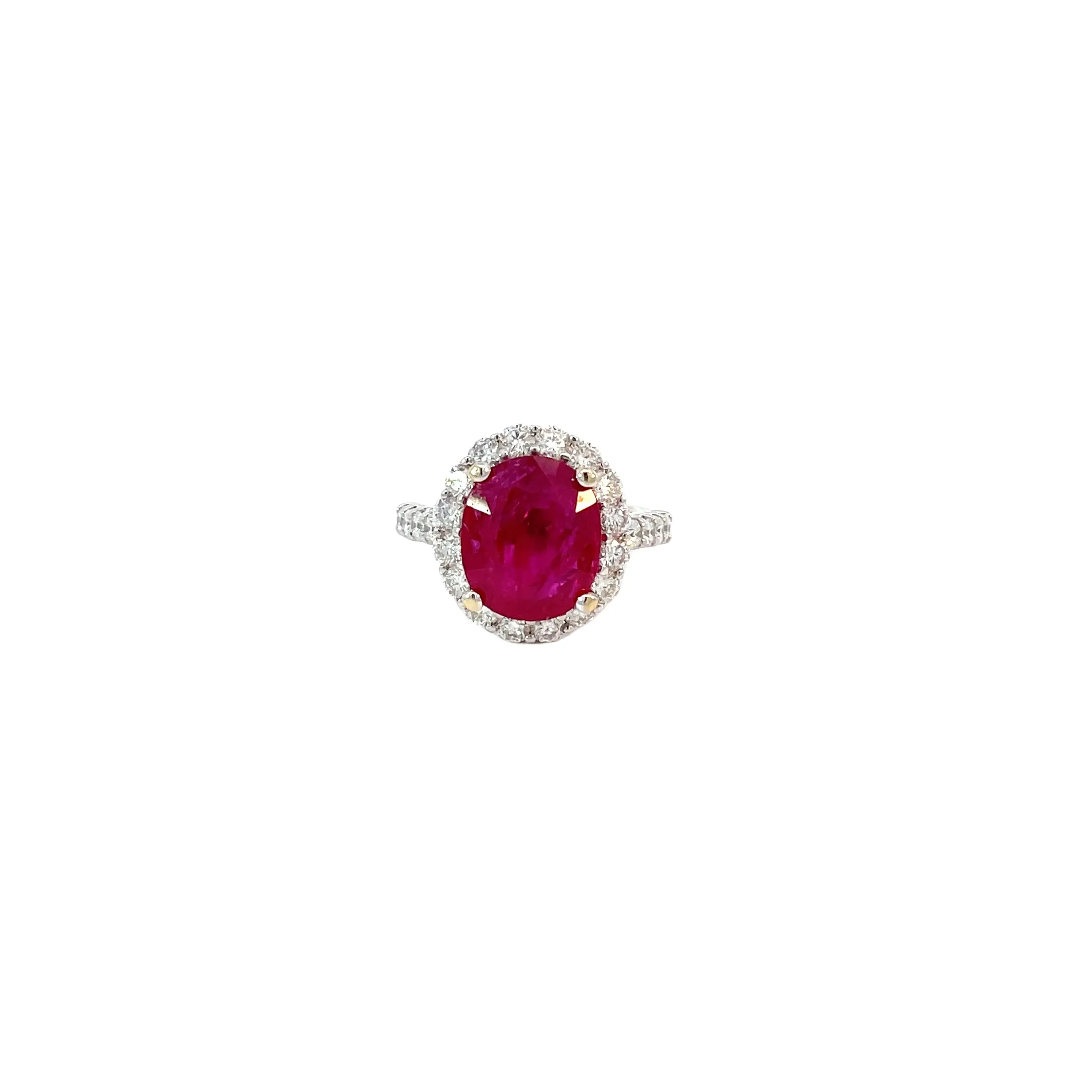 14 Karat White Gold  Halo Ruby Ring