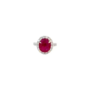 14 Karat White Gold  Halo Ruby Ring