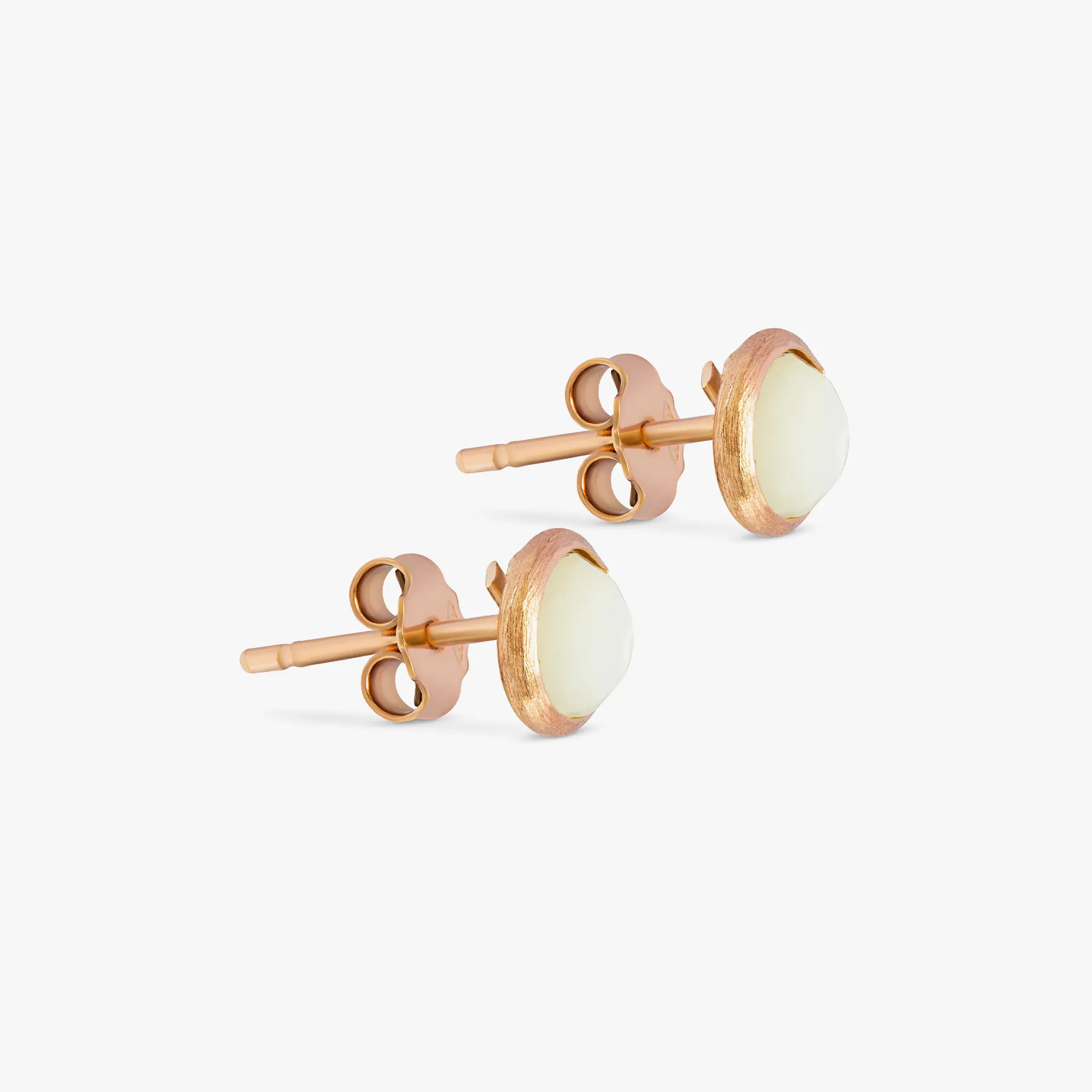 14K satin rose gold Kensington stud earrings with white mother of pearl