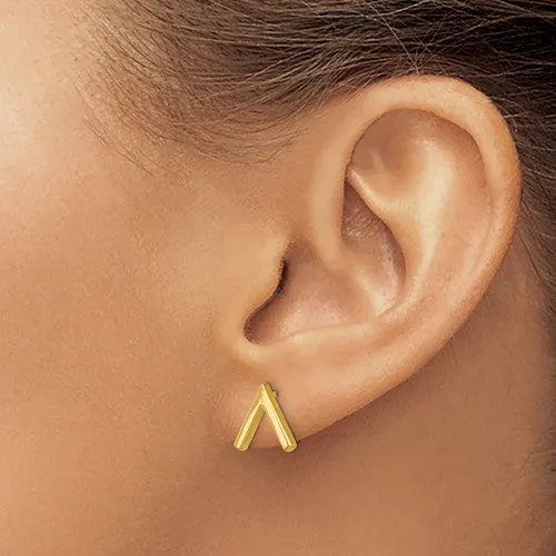 14K V Shape Stud Earrings