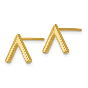 14K V Shape Stud Earrings