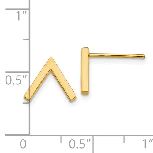 14K V Shape Stud Earrings