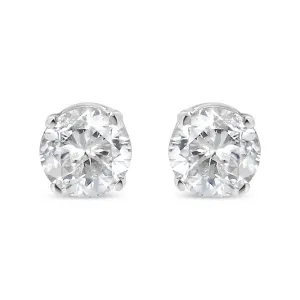 14K White Gold 1/6 Cttw Round Brilliant-Cut Near Colorless Diamond Classic 4-Prong Stud Earrings (H-I Color, I1-I2 Clarity)