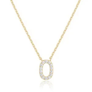 14k Yellow Gold Created White Sapphire Initial O Letter Pendant Necklace Plated