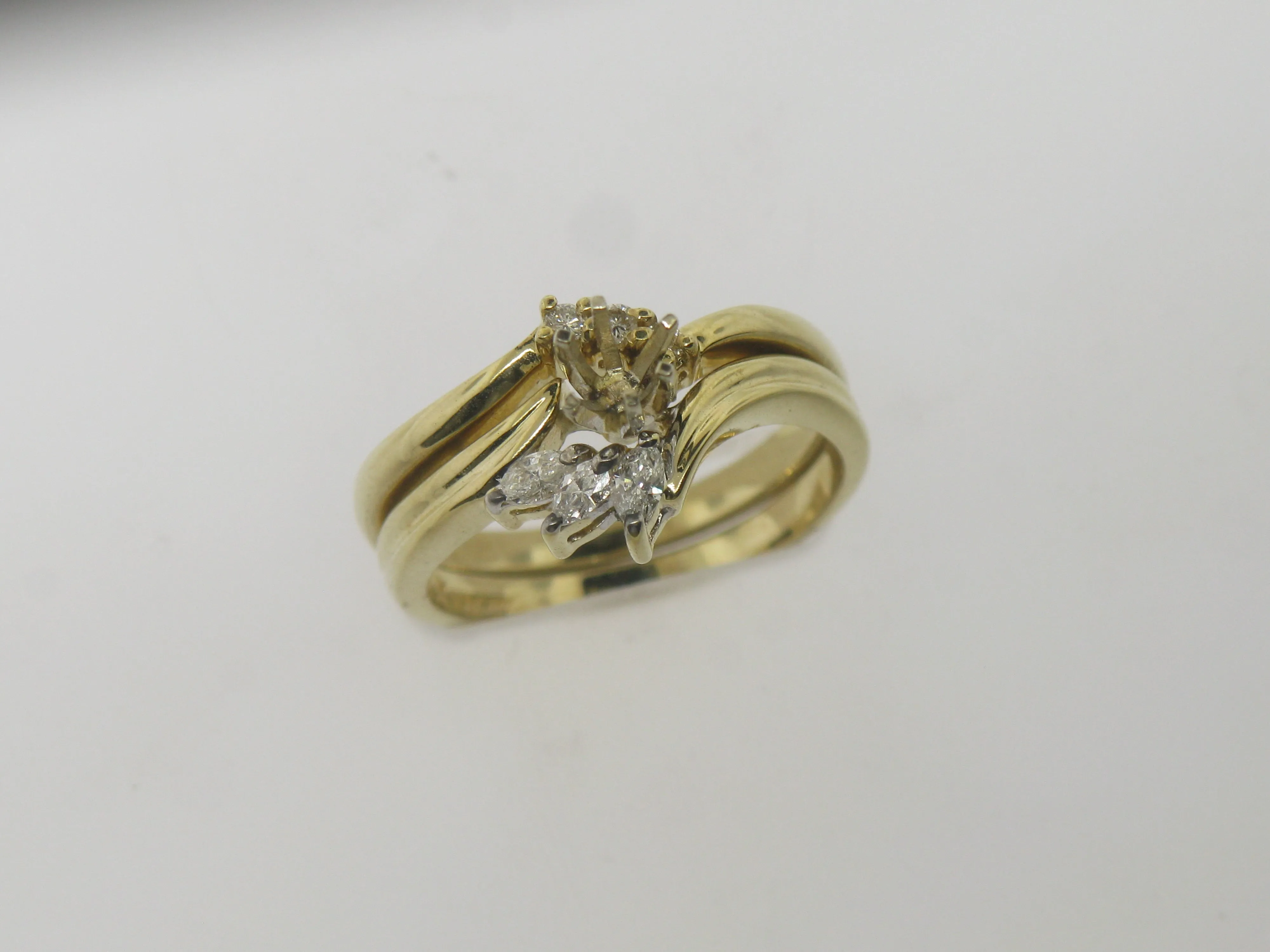 14K Yellow Gold Diamond Wedding Band and Engagement Ring