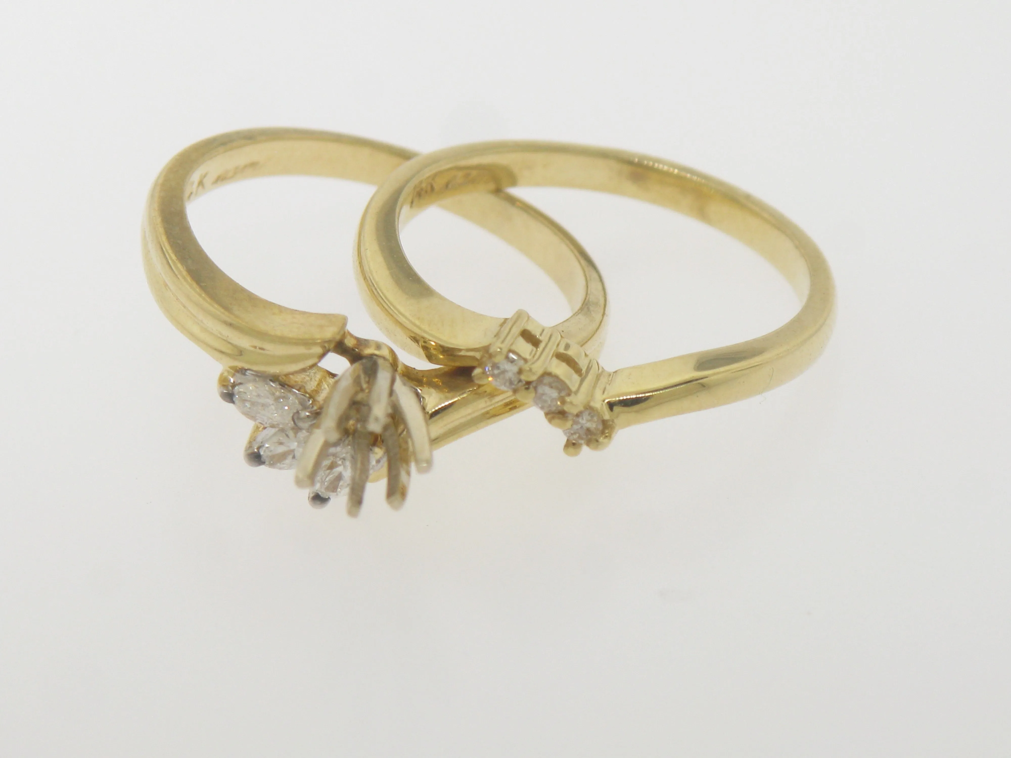 14K Yellow Gold Diamond Wedding Band and Engagement Ring