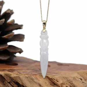 14k Yellow Gold " Tibetan Vajra" Natural Burmese Lavender Jadeite Jade Necklace