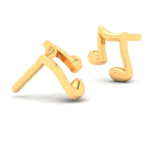14KT Musical Note Shaped Gold Stud Earrings From Online Exclusive