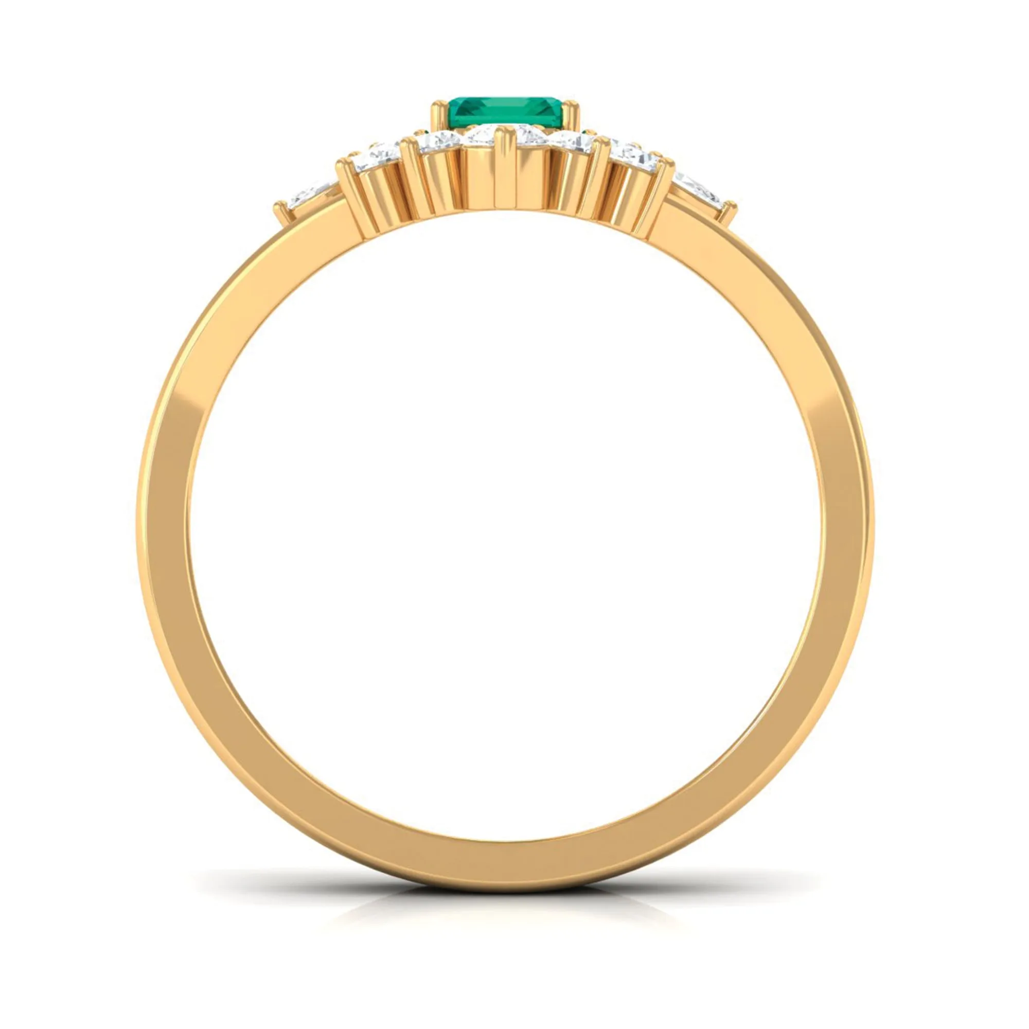1.5 CT Certified Emerald and Diamond Designer Wedding Ring Set