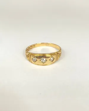 18ct Gold, Victorian, Diamond Gypsy Ring, Hallmarked for 18ct Gold, Birmingham 1894