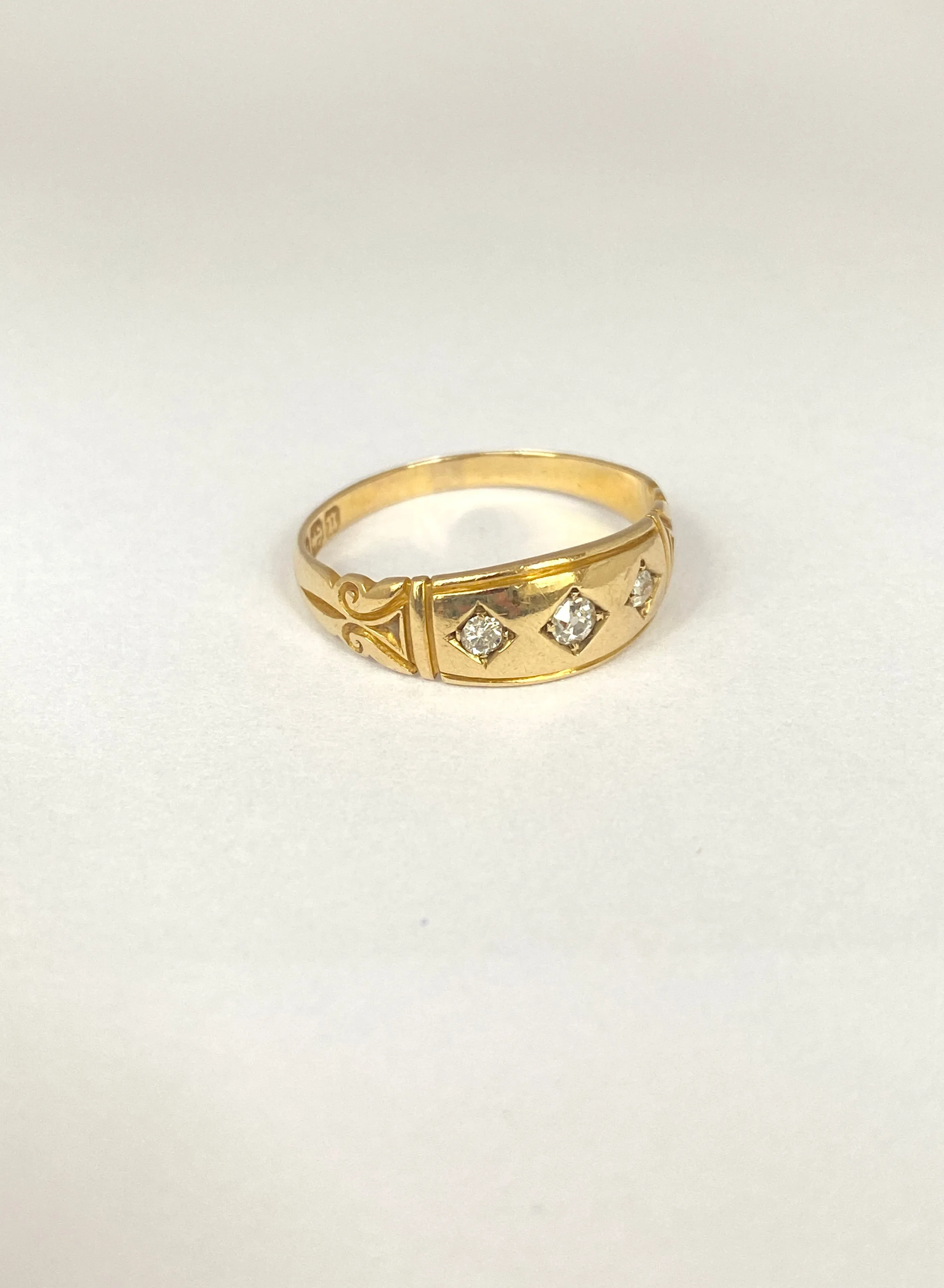 18ct Gold, Victorian, Diamond Gypsy Ring, Hallmarked for 18ct Gold, Birmingham 1894