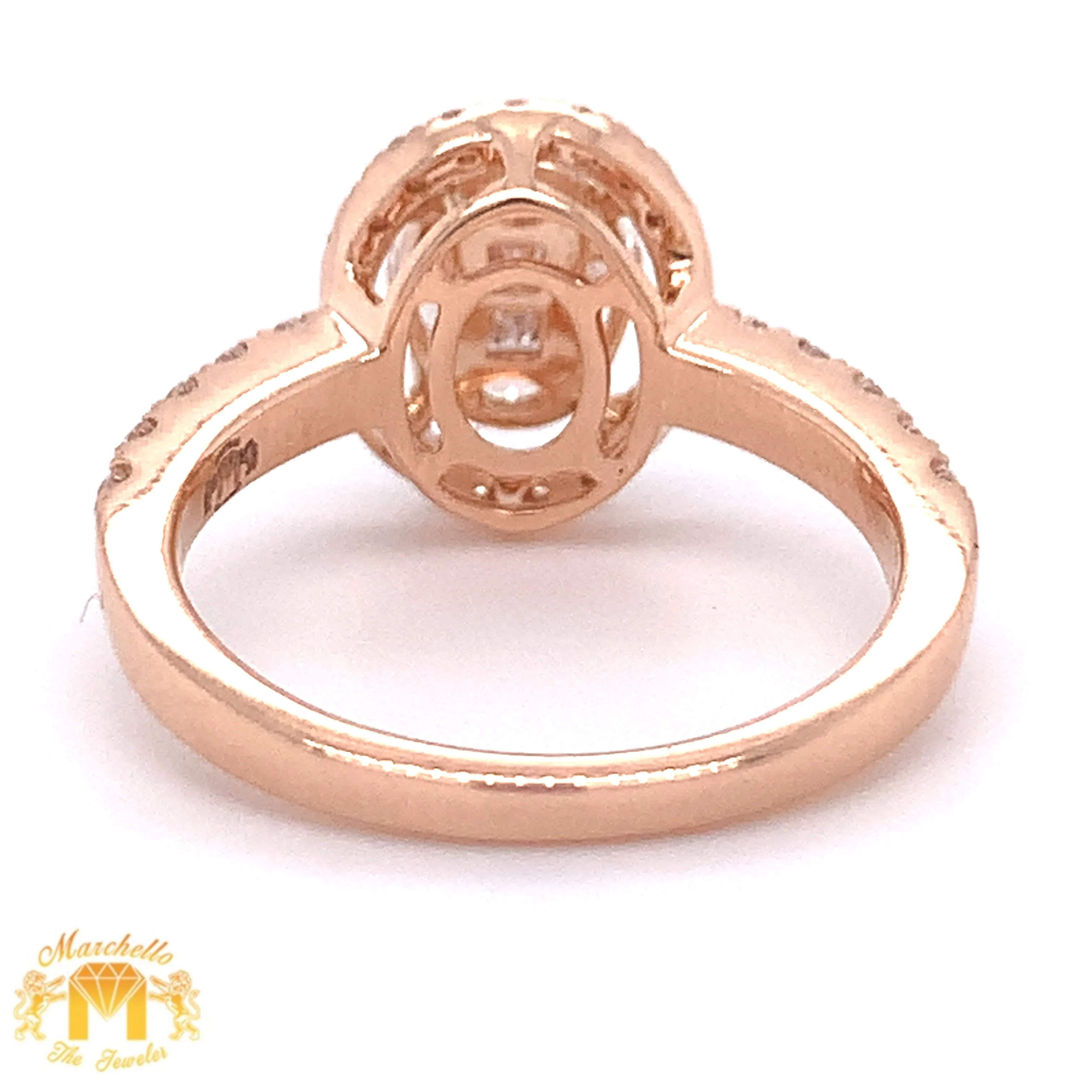 18k Gold and Diamond Oval-shaped Engagement Ring with a Halo