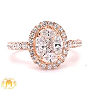 18k Gold and Diamond Oval-shaped Engagement Ring with a Halo