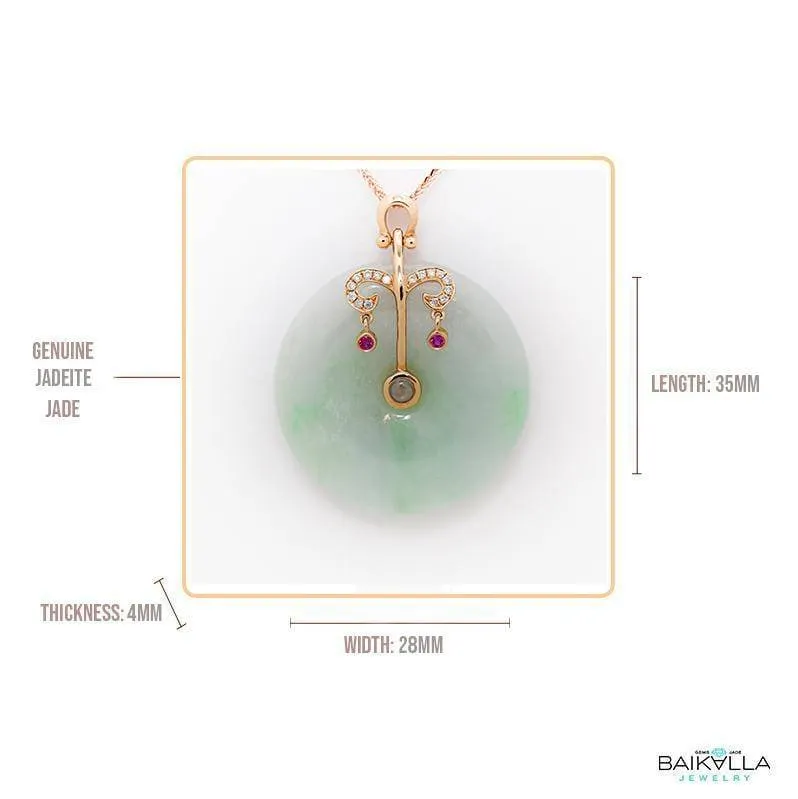 18k Rose Gold Jadeite Constellation 12 Zodiac Signs (Libra) Horoscope Necklace