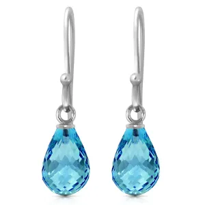 2.7 Carat 14K Solid White Gold Don't Mourn Love Blue Topaz Earrings