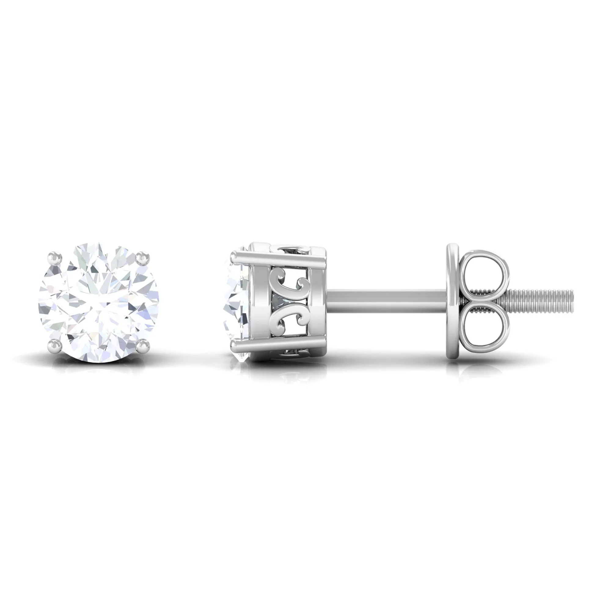 3/4 CT Cubic Zirconia Solitaire Stud Earrings