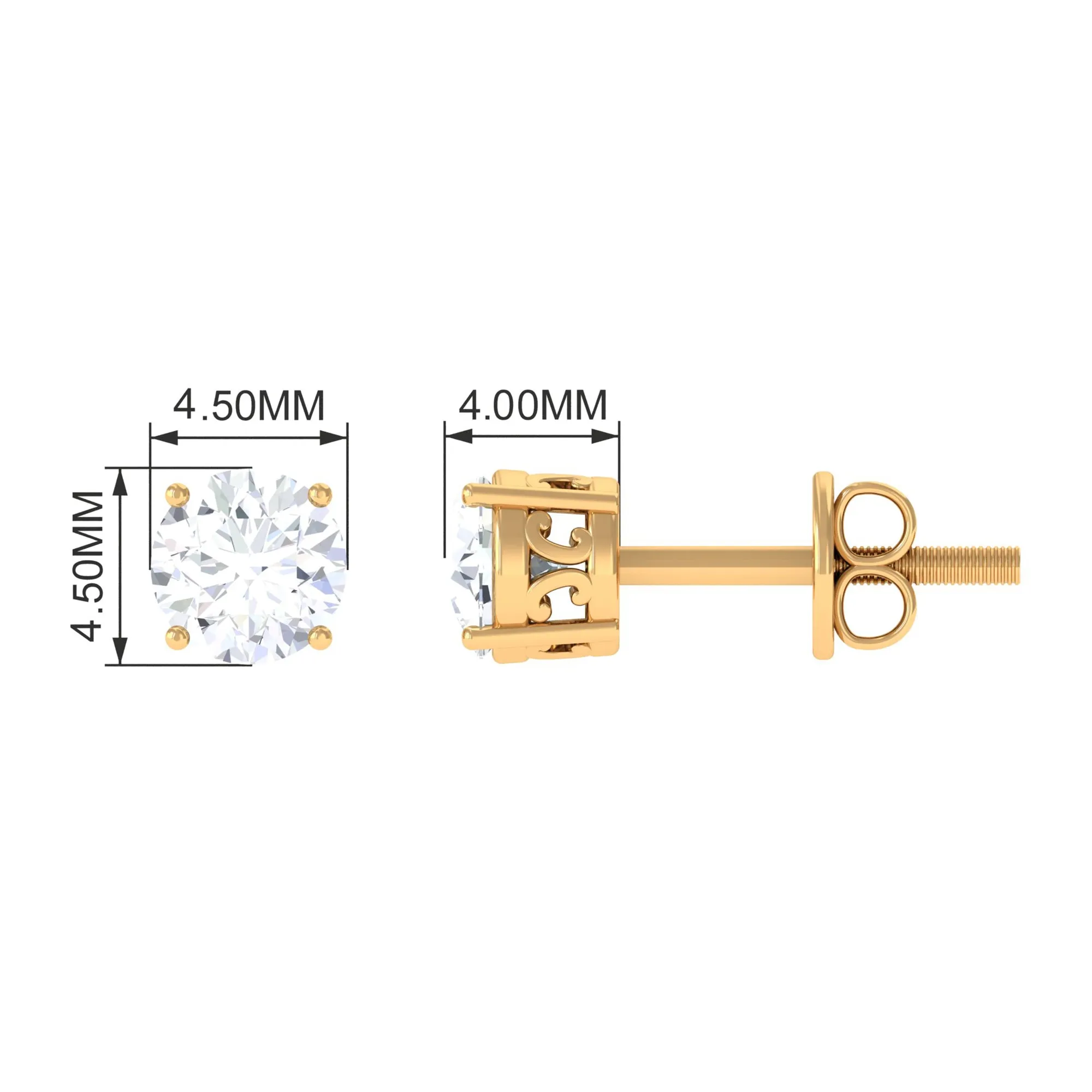 3/4 CT Cubic Zirconia Solitaire Stud Earrings
