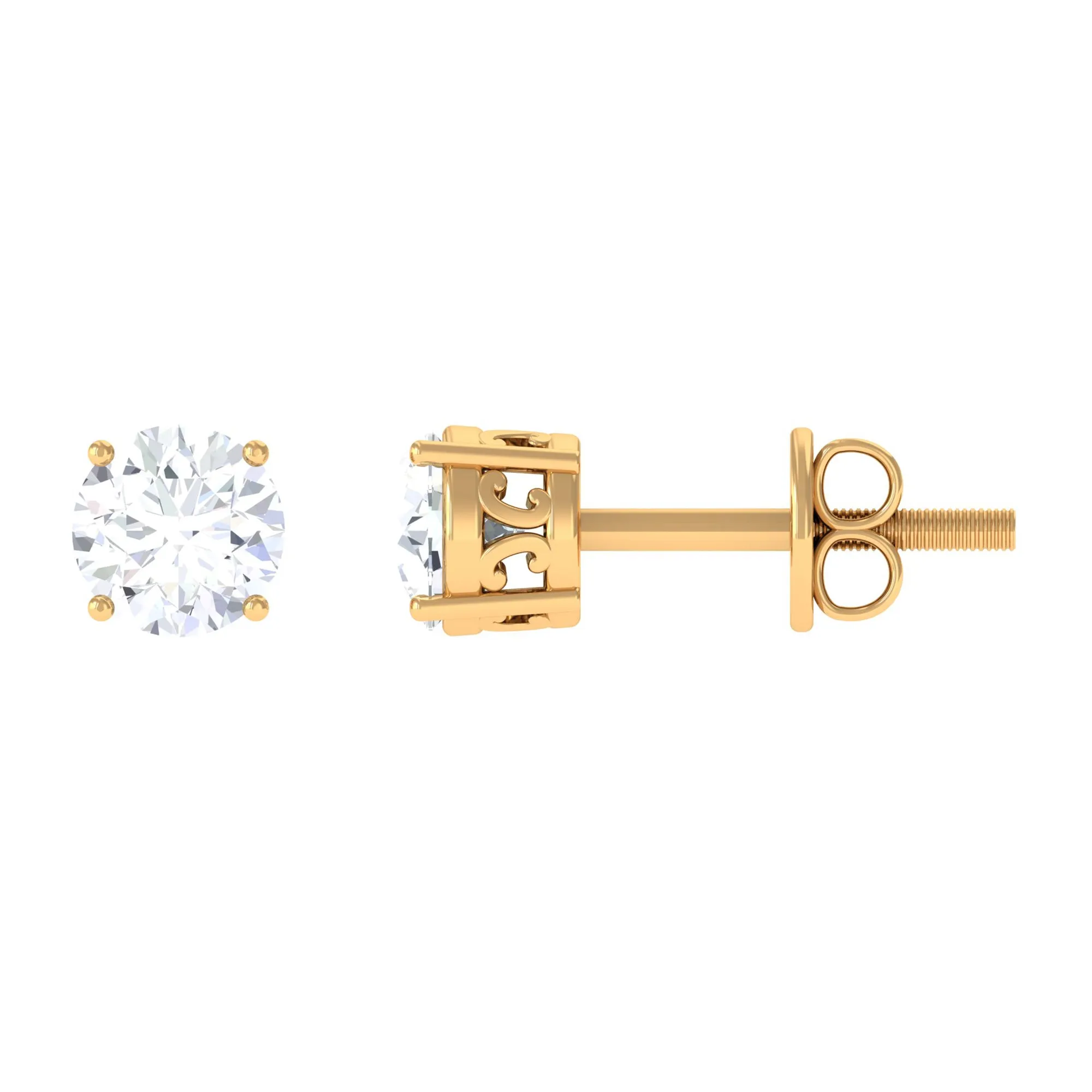 3/4 CT Cubic Zirconia Solitaire Stud Earrings