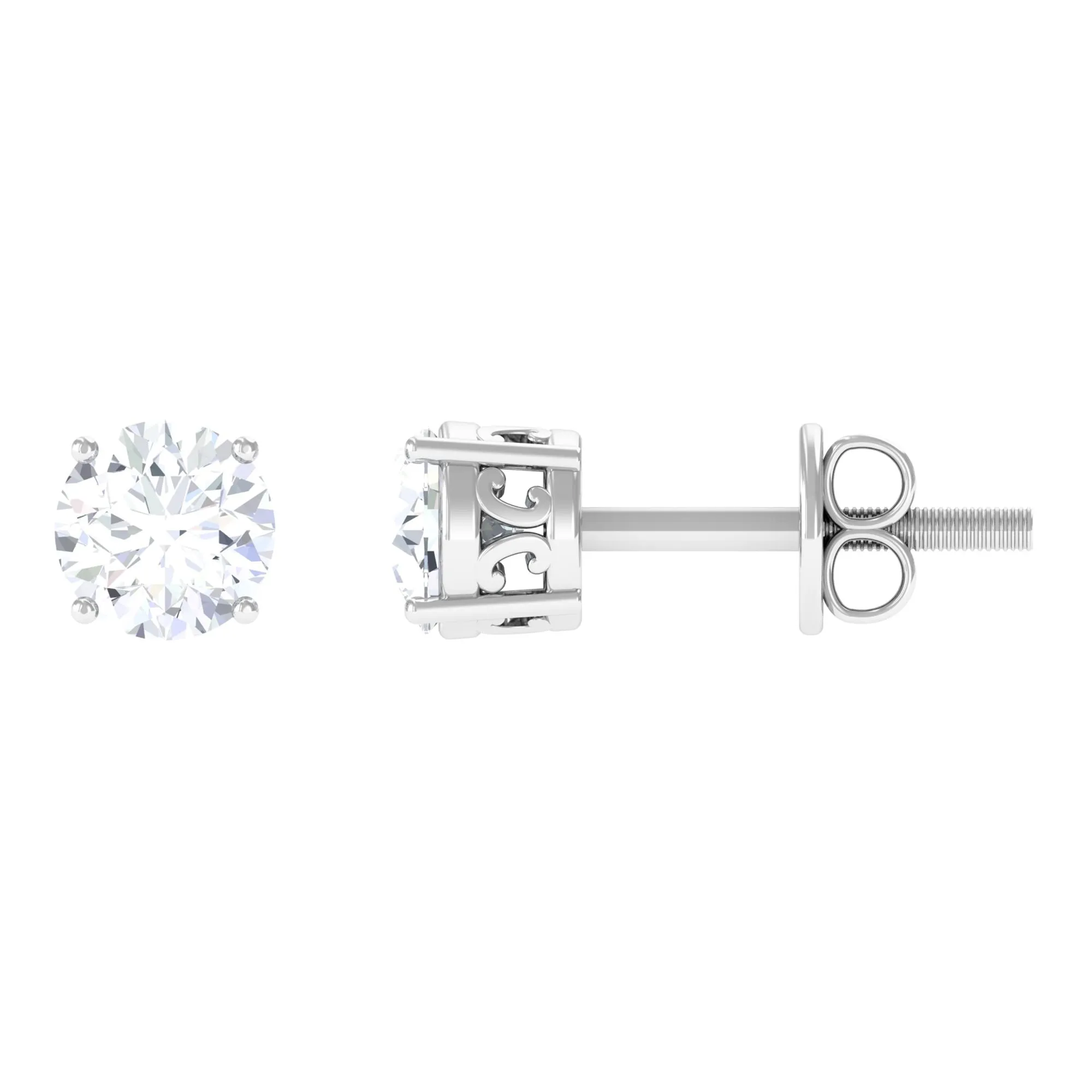 3/4 CT Cubic Zirconia Solitaire Stud Earrings