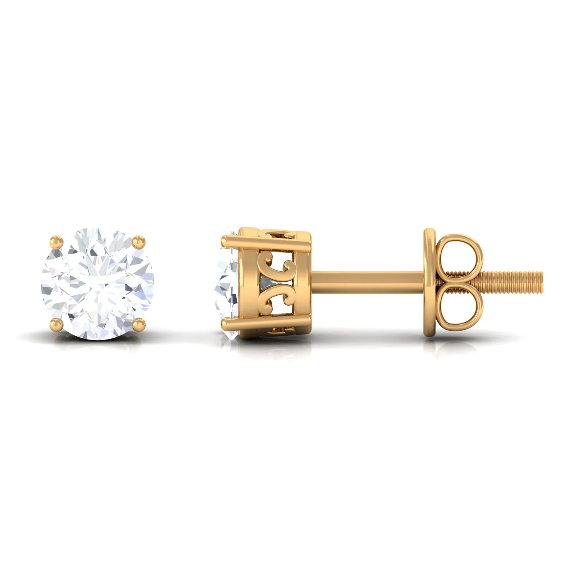3/4 CT Cubic Zirconia Solitaire Stud Earrings