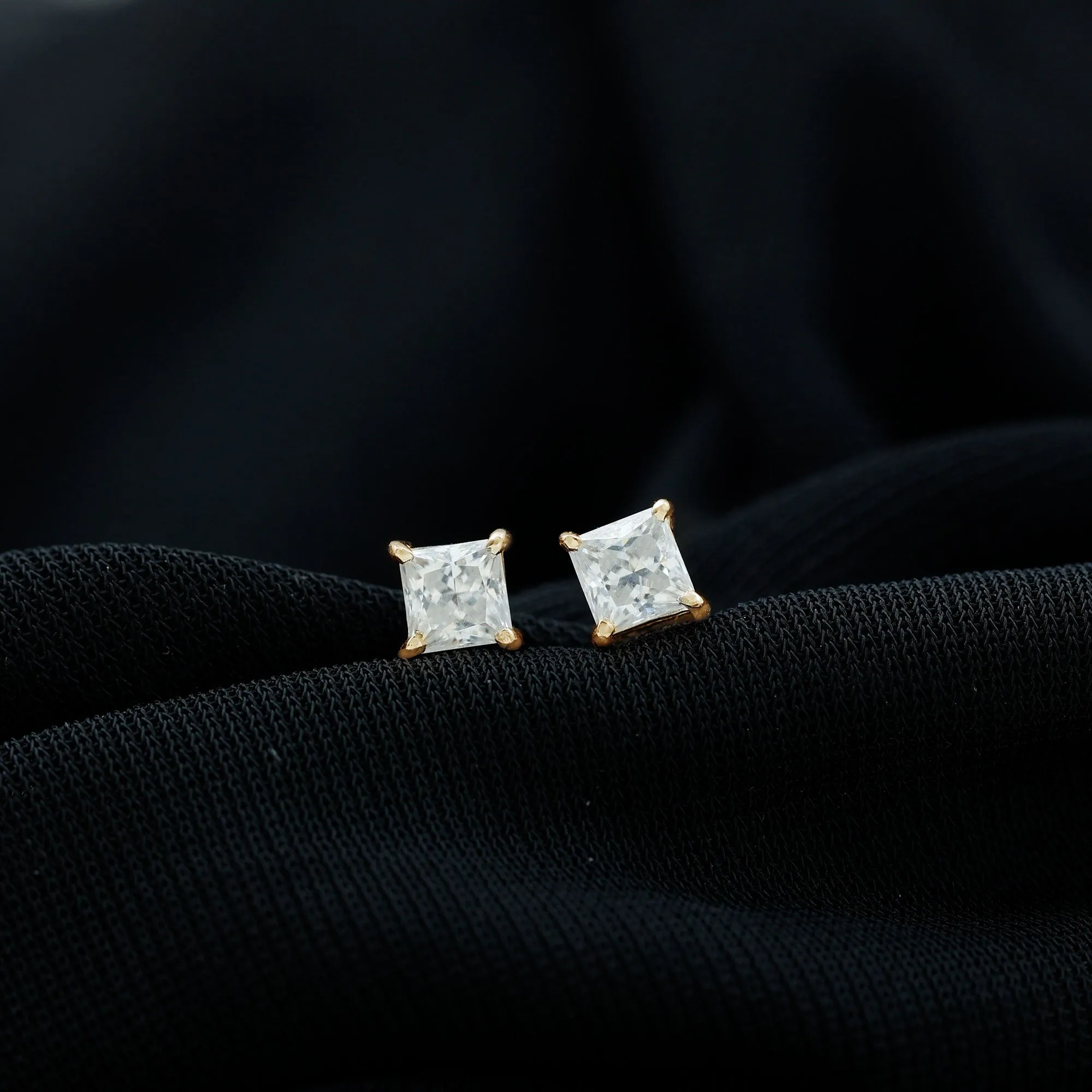 3/4 CT Princess Cut Moissanite Solitaire Stud Earrings for Women