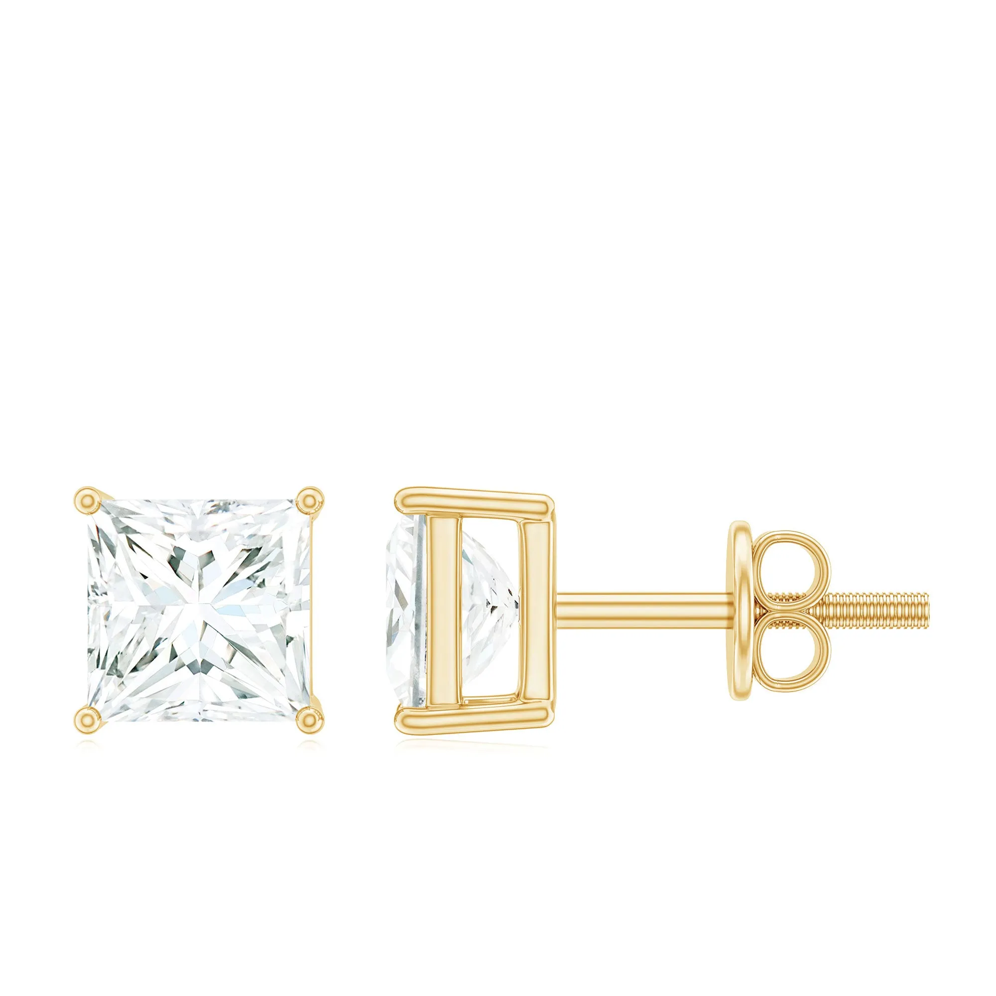 3/4 CT Princess Cut Moissanite Solitaire Stud Earrings for Women