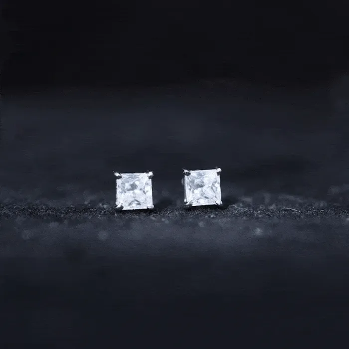 3/4 CT Princess Cut Moissanite Solitaire Stud Earrings for Women