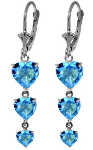 6 Carat 14K Solid Yellow Gold Heartthrob Blue Topaz Earrings