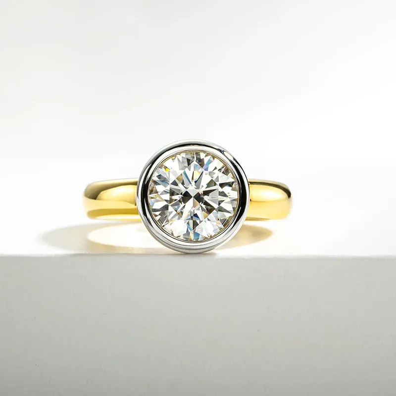 925 Sterling Silver 3 Carat Round Moissanite Ring Engagement Gold Ring For Women