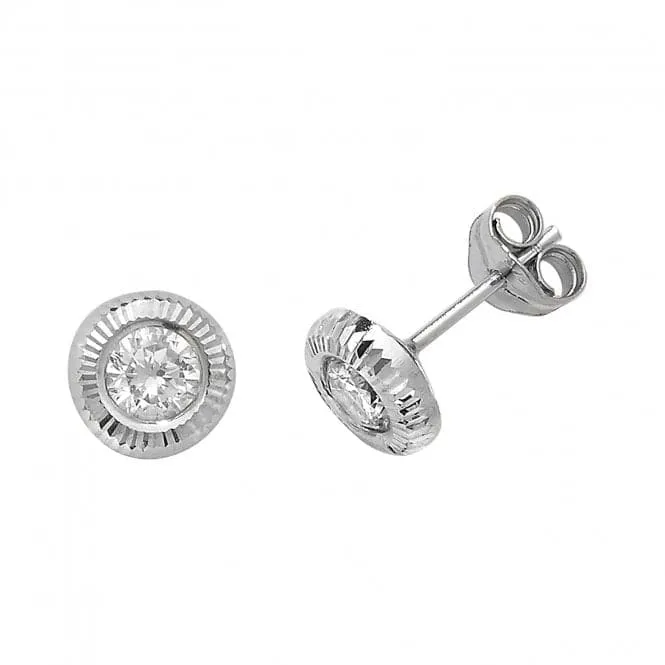 9ct  White  Gold  Zirconia  Stud  Earrings  ES396W