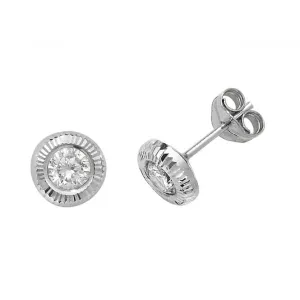 9ct  White  Gold  Zirconia  Stud  Earrings  ES396W