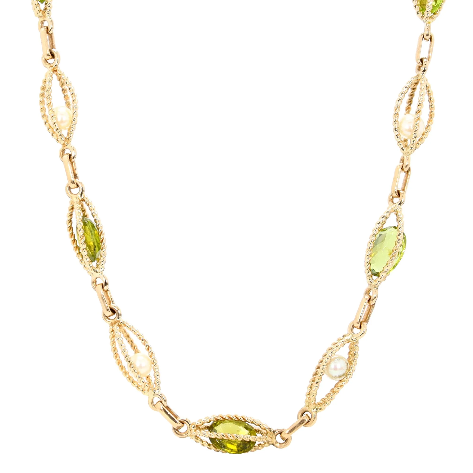 Akoya Pearl and Peridot Necklace