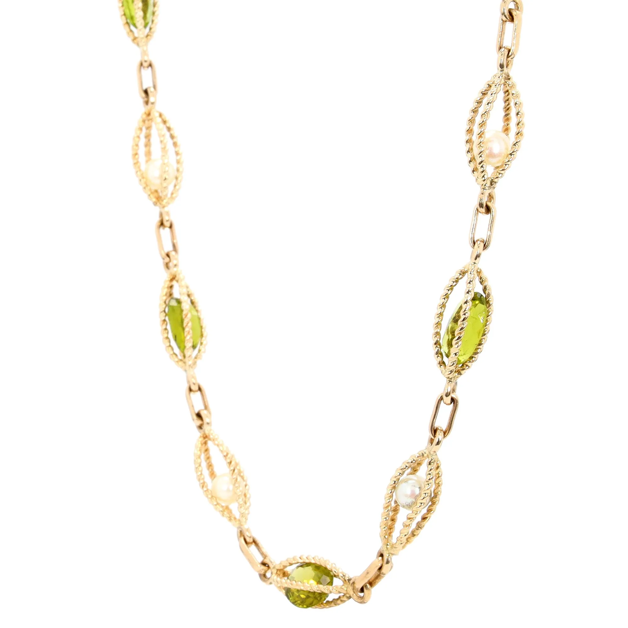 Akoya Pearl and Peridot Necklace