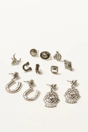 Amesley Cove Antique Silver Earring Set - 10 Piece