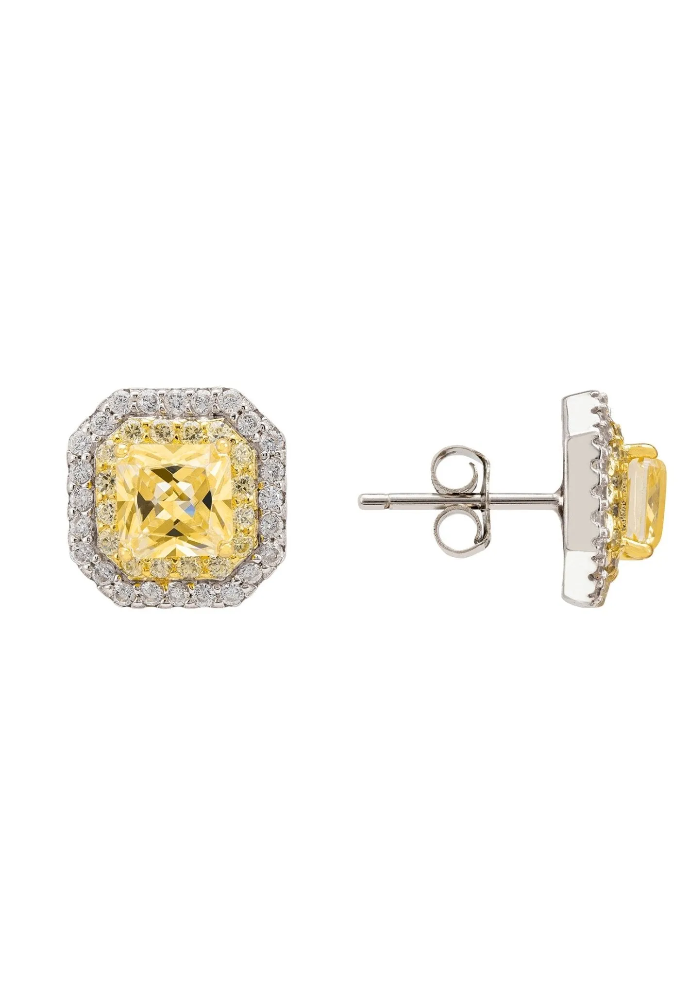 Anastasia Stud Earrings Silver Yellow Topaz