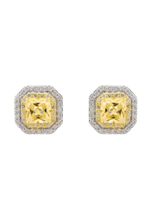 Anastasia Stud Earrings Silver Yellow Topaz