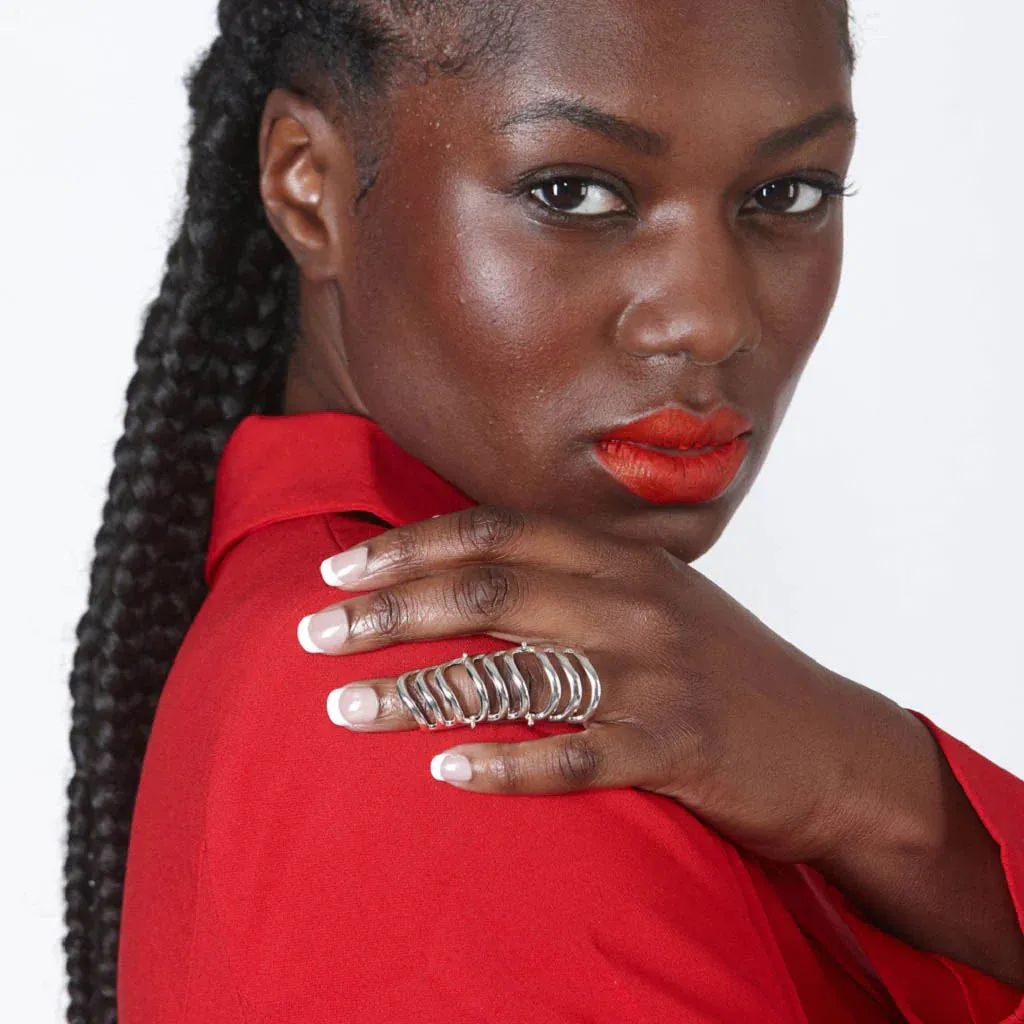 Armour ring Waterfall ring in silver by Lucy Quartermaine